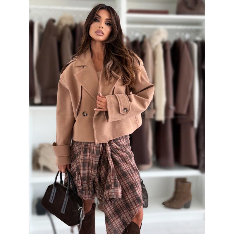 Women's Solid Color Casual Loose Long Sleeve Woolen Overcoat