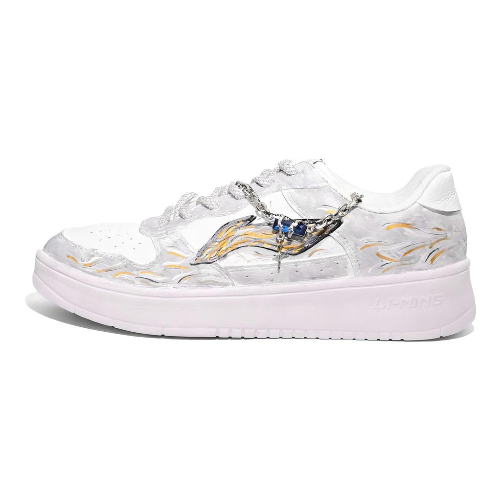 Li Ning Floating Boat Wear Resistant And Lightweight Low Top Skateboard Shoes Unisex White Gray AGCS419-1(Team1114-)