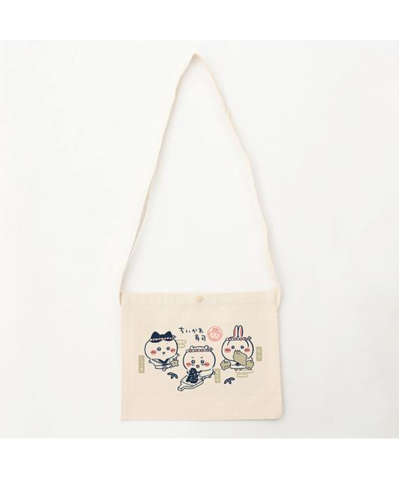 Bolso de Hombro Chiikawa Sushi Daewonmedia Wasabi y Salsa de Soja y Jengibre Encurtido Blanco Natural