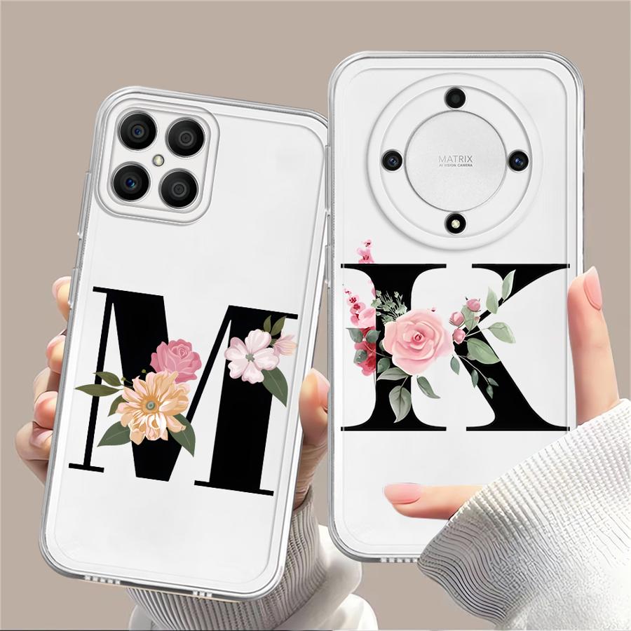 Flower Letters Case for Honor 90 Lite X9a X7b X8 X8b X9b X8a Soft Phone Cover