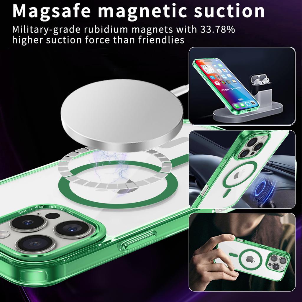 For iPhone 16 Pro Case Compatible with MagSafe TPU+PC Transparent Phone Cover