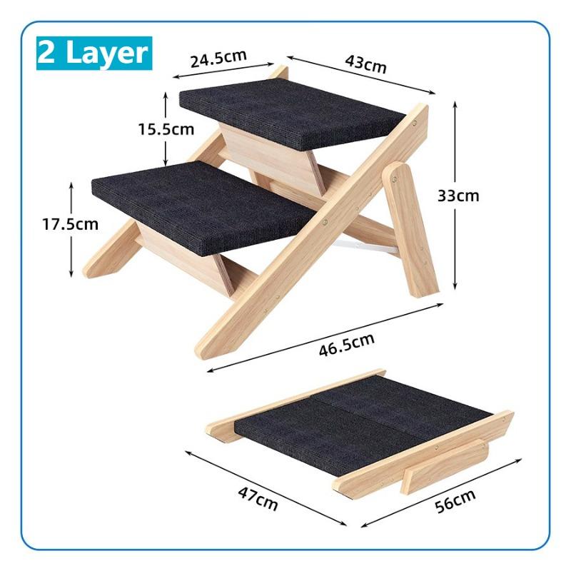 

Wooden Puppy Stairs Portable Pet Small Dog Stair Accessories Indoor Dogs Foldable Ladder Pets Dogs Car Carrier Ladders Product