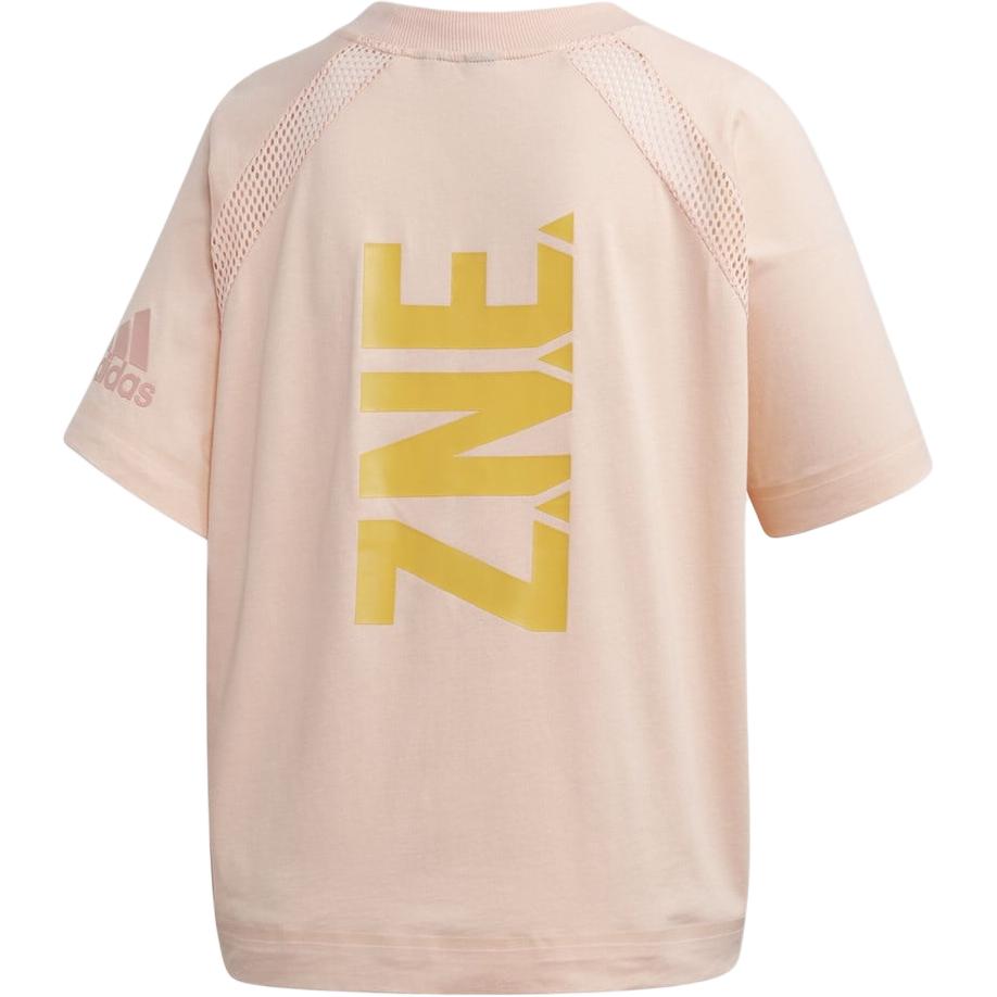 Adidas Letter Print Casual Breathable Sports Short Sleeve T-Shirt Women Tops Pink Orange DX7777