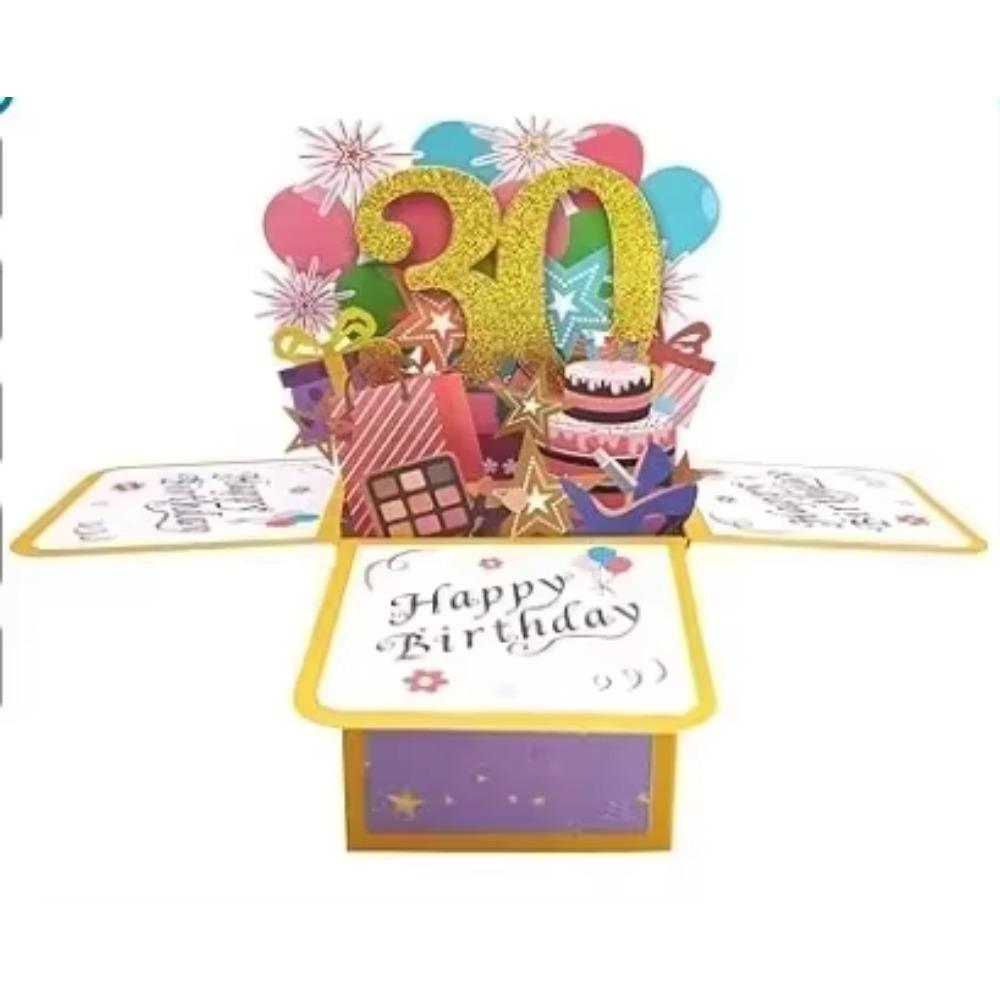 Přání k narozeninám s obálkou 3D dárková krabička Karta s přáním k narozeninám Dárek na párty