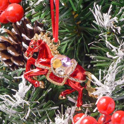 Kůň Vánoční ozdoba Kamínky Dekorace na stromek Téma šťastného zvířetníku Slavnostní sváteční dekorace