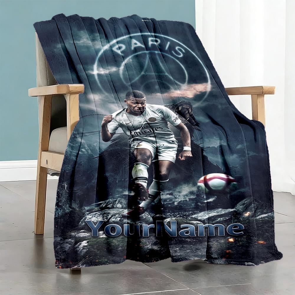 Mbappe 126 Customize Your Name Blanket Cozy Customizable Blanket Warmthful Decor Suitable for Office Nap Picnics Sofa for All Occasions