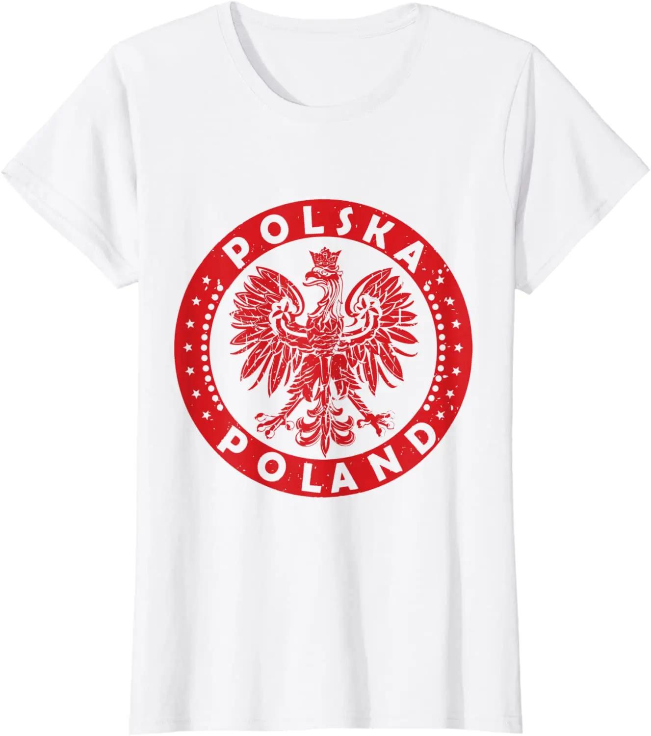 Polska Polish Eagle Vintage Poland Coat Of Arms Men TShirt Short Sleeve Casual 100 Cotton Shirts S