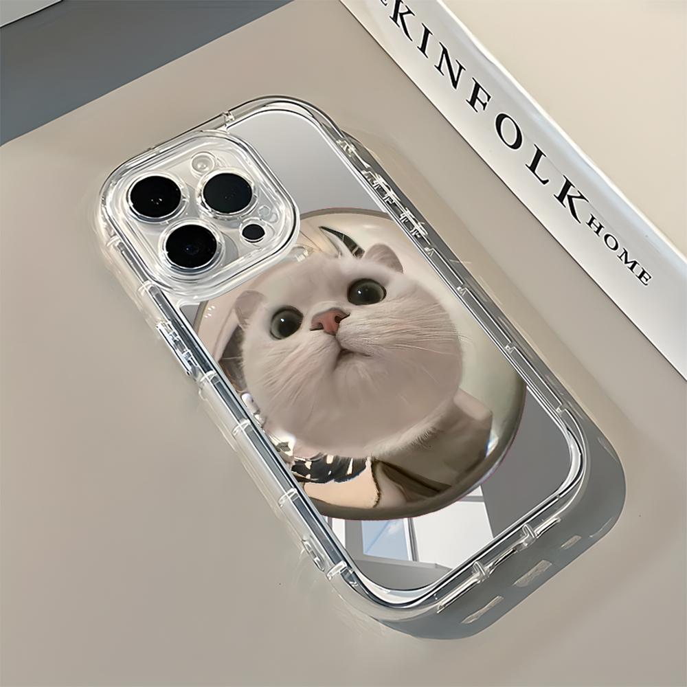Cute Puppy Pattern Mirror Soft Phone Case For iPhone 11 12 13 14 15 16 17 Pro Max Air X XR XS 7 8 Plus Shockproof Back Cover