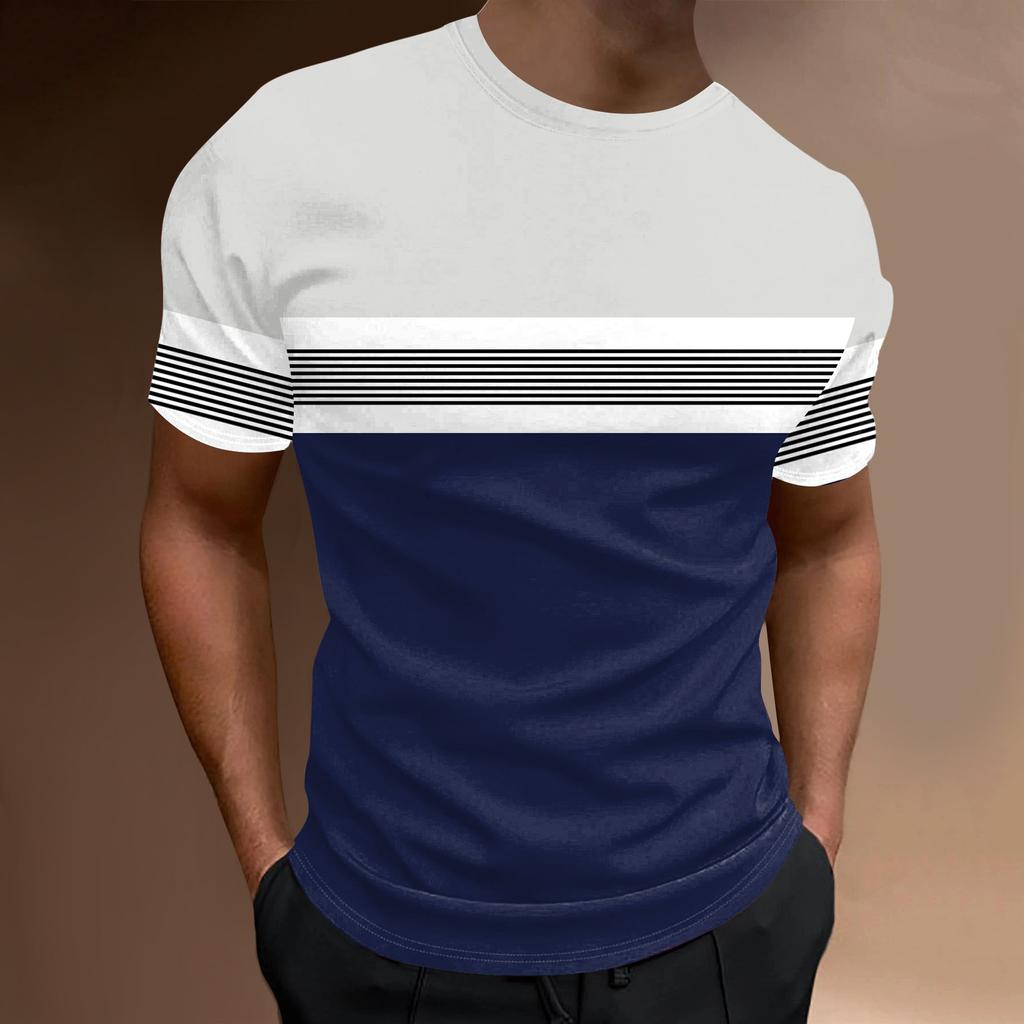 Luxury Brand T-Shirt 2024 Men'S Spring And Summer Leisure Sports Breathable Comfortable Beach Wind Stitched Stripe Color