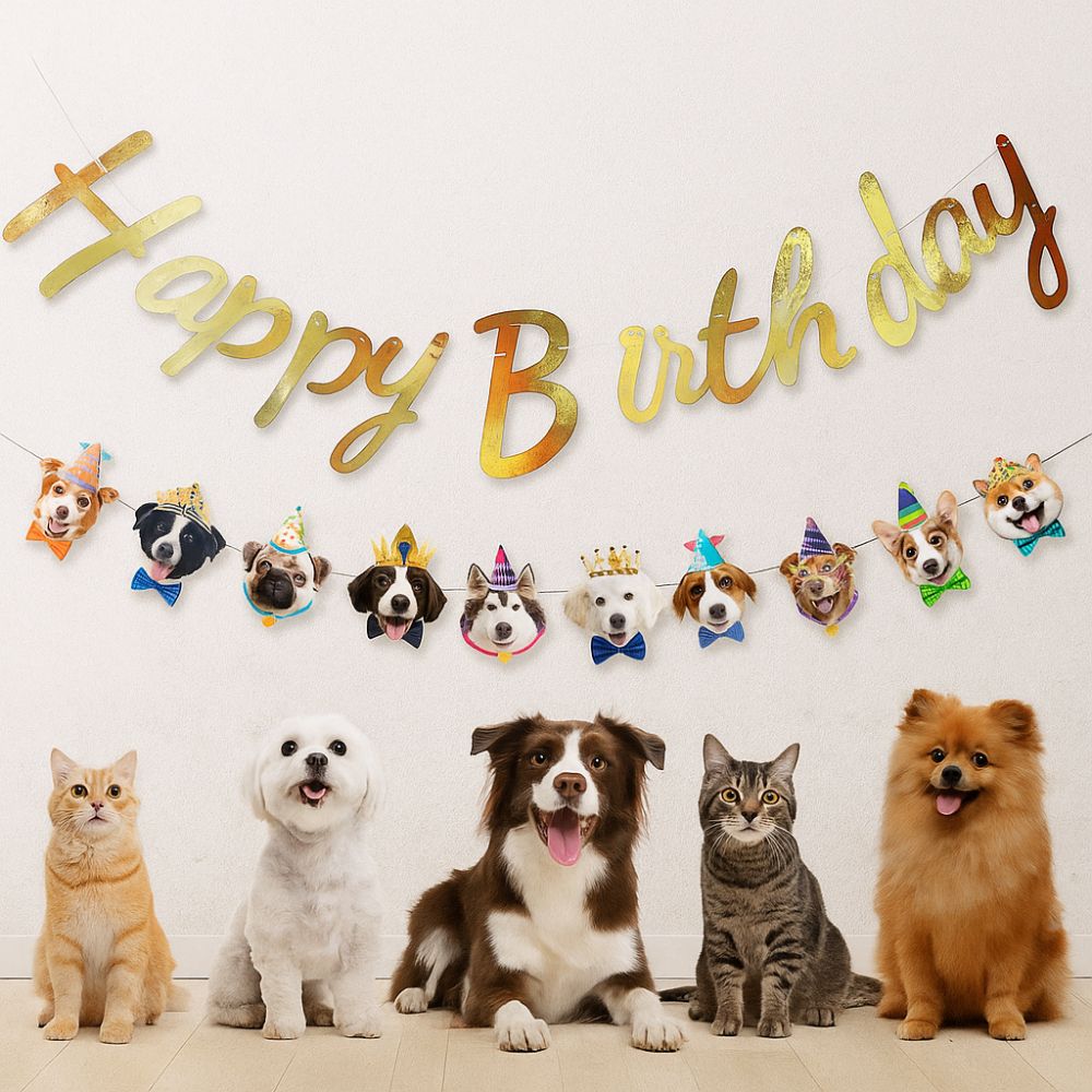 Cartoon Pattern Pet Theme Banner Cute Animal Animal Birthday Banner Birthday Party Decoration