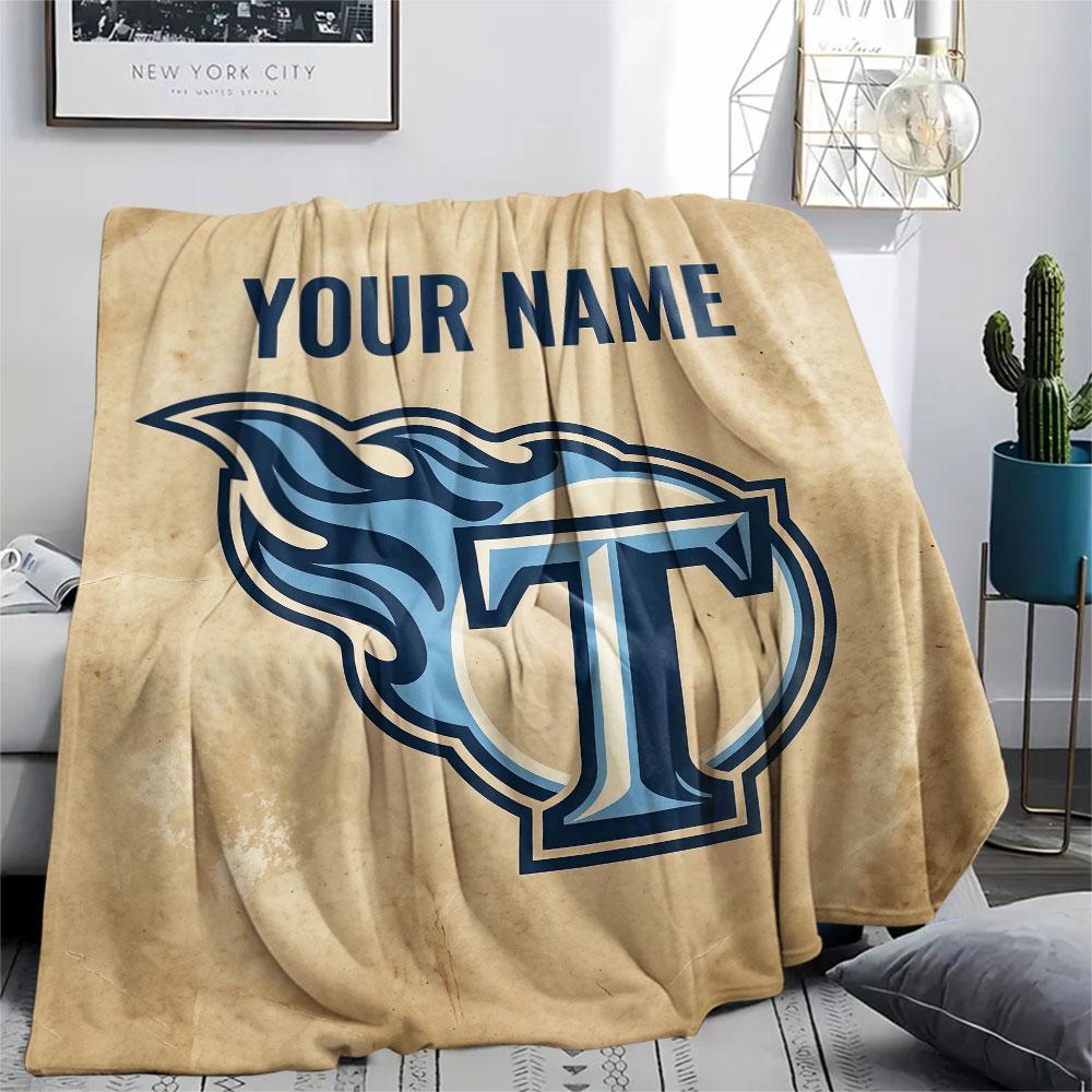 Custom Name,Tennessee Titans Printed Flannel Blanket, soft throw for bedroom sofa, washable, Christmas present, great gift.