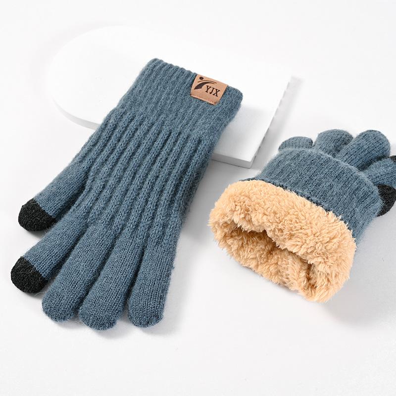 Winter Warme Touchscreen-Handschuhe mit Doppelschichtiger Dicker Wolle und Outdoor Arktischem Samt Innen Gestrickte Handschuhe