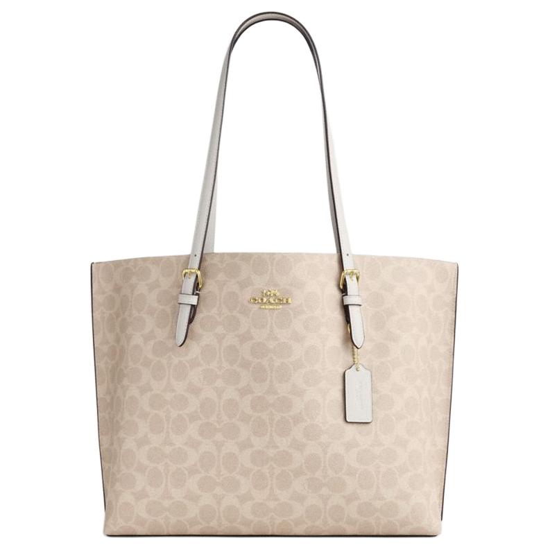 

Coach Mollie Logo Zip Closure Faux Leather Tote Bag Women Tote Bags Sand-Yellow Chalk-White CV967-IMXDM Basic Set (Bag+Dust Bag)