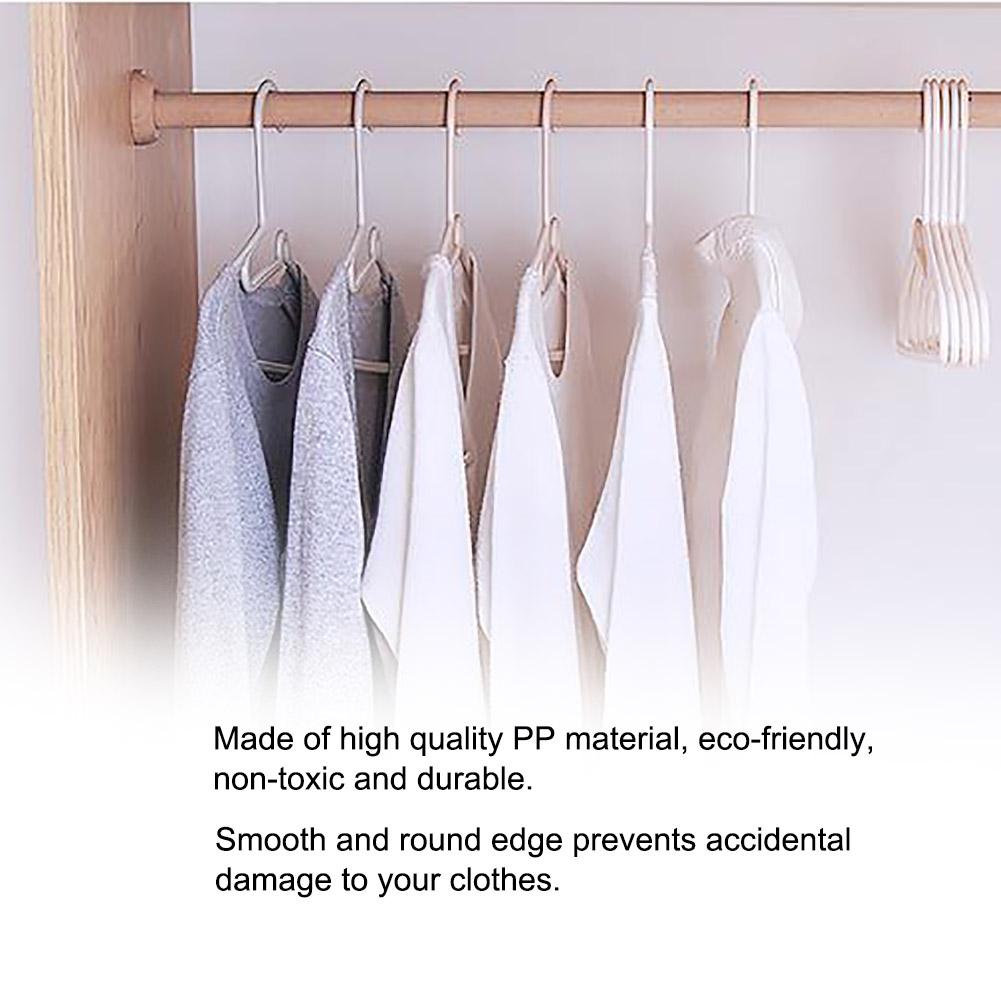 10Pcs Plastic Hangers Space Saving Clothes Hangers Scarf&Tie Bar(Apricot)