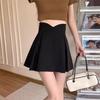 Summer 2024 Women's Black High-Waist Pleated Midi Skirt - Slimming Casual A-Line Bodycon