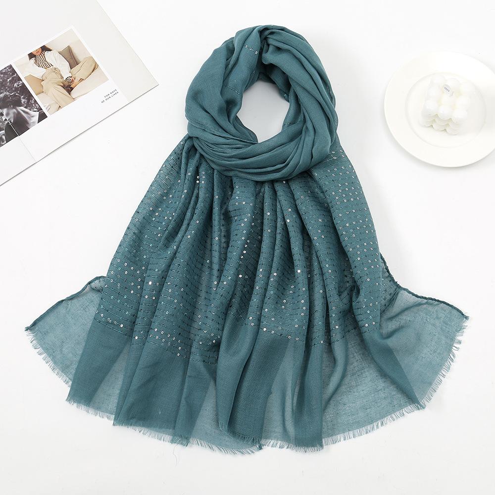 Autumn Winter New Candy Color Sequin Scarf Women Girls Rough Selvedge Scarves Soft Sunscreen Outdoor Shawl Female Wrap Shawls