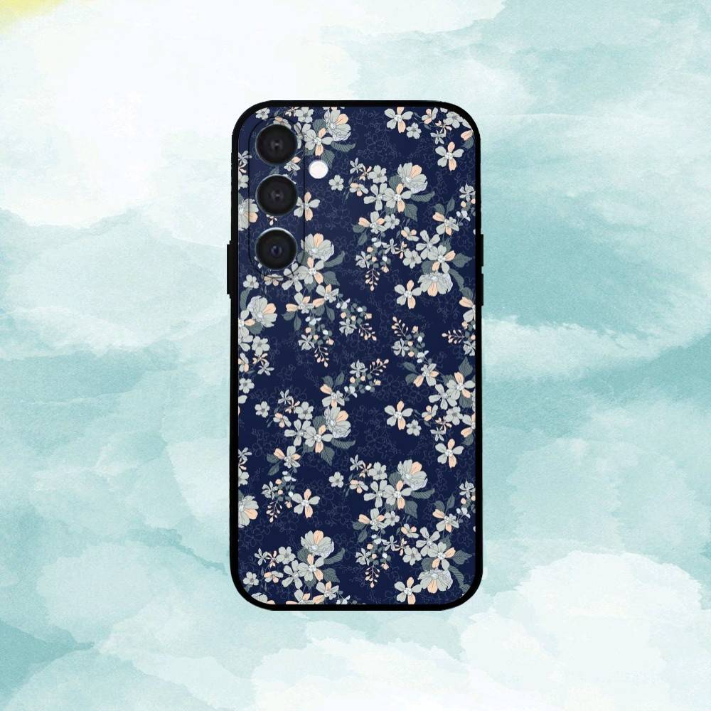 Flowers A-Art Phone Case For Samsung A73,72,71,A52,51,40,41,A22,A32,31,A13, Soft Black Shell