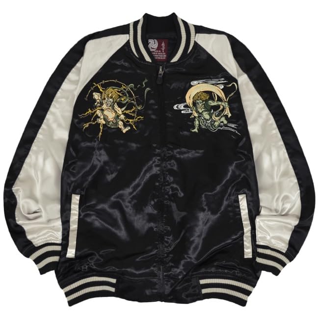 

[Ёсида Ю] Сукаджан Райдзин Фудзин Атласная Повседневная Куртка Черная M чёрный