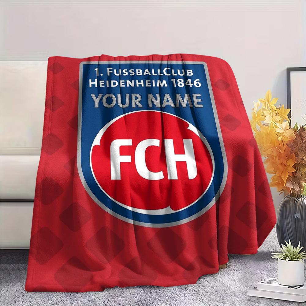 1 Stück FC Heidenheim Wappen Benutzerdefinierter Name Gemustert Flanelldecke Geeignet für Alle Jahreszeiten Für Heimdekoration Wärme Und Komfort Geschenke Feiertagsgeschenk