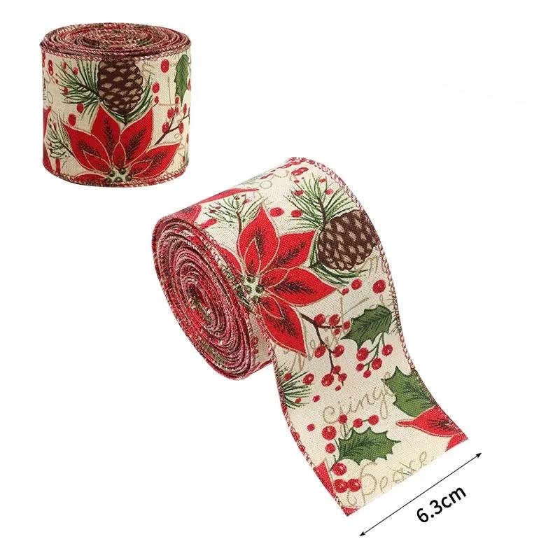 2m Lněná Vánoční Stuha Sněhulák Vánoční Stromky Ratanová Girlanda Dekorace Hedvábná Stuha Party Aranžovací Potřeby Dárkové Stuhy