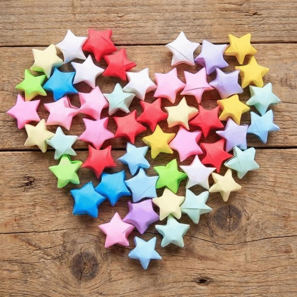 DIY Five Pointed Star Wishing Bottle Kawaii Rainbow Color Origami Stars Paper Strips House Decoracion Decorative