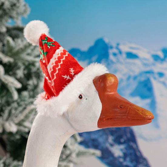 Christmas Goose Outfit Cute Porch Goose Clothes with Hat for 23" Goose Statue Outdoor Holiday Goose Costume for Patio Yard Lawn Decor