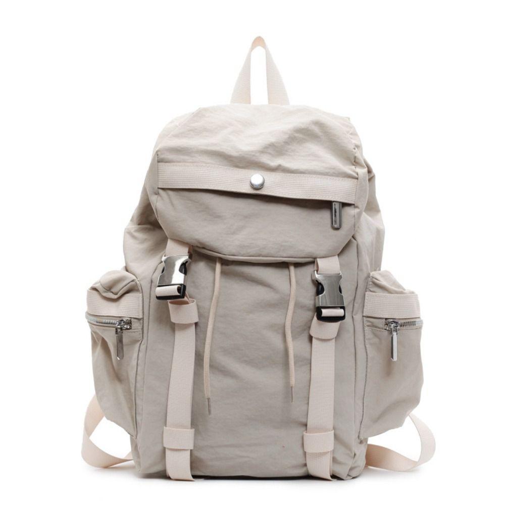 

Korean Style Travel Nylon Backpack Solid Color Hiking Shoulder Bag Office Worker сірий
