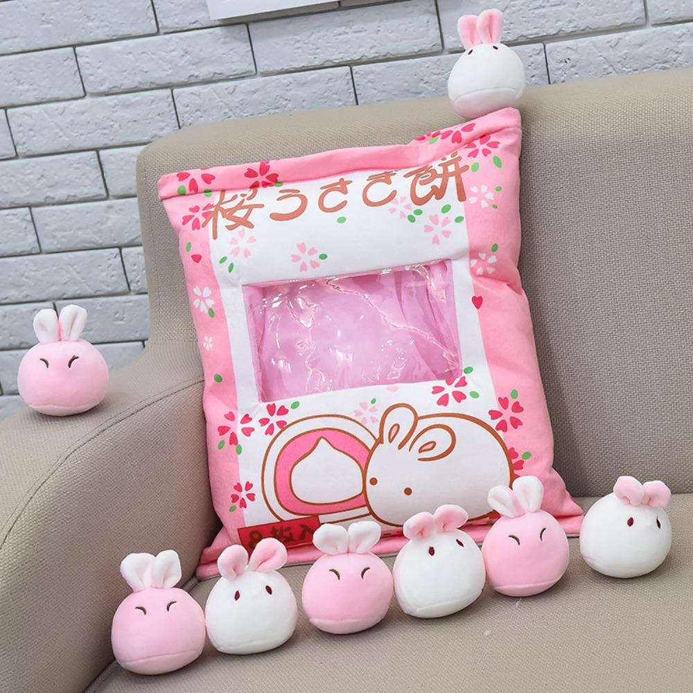 Creative Snack Throw Pillow Large Bag Bunny Doll Plush Toy Throw Pillow Nap Pillow Gift