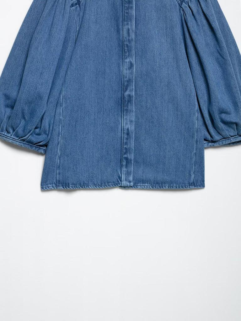 2025 Early Spring Women’s Fashion: Short-Sleeve Denim Shirt & Straight-Leg Pants Set – Euro-American Style