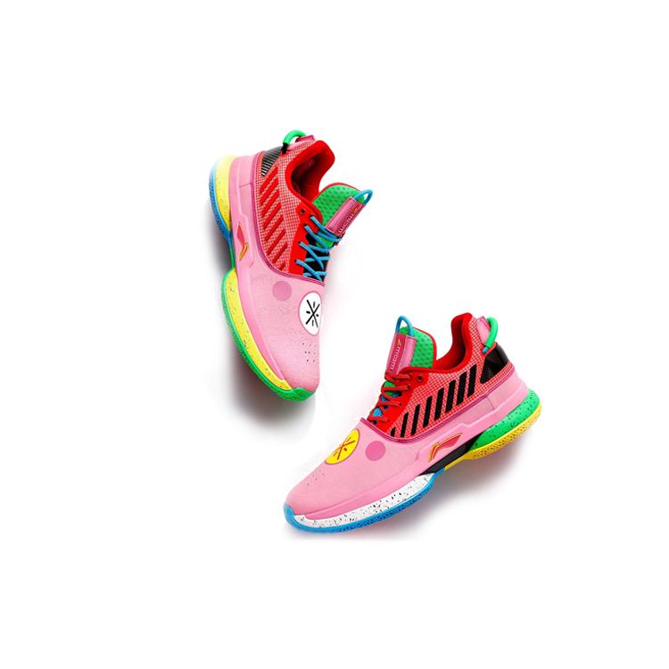 Li Ning WOW 7 Dämpfung Rutschfest Abriebfest Niedrig geschnitten Basketballschuhe Herren Pink ABAN079-9