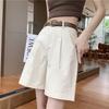 Ice Silk Women's High Waist A-line Summer Shorts - Loose Fit, Mid-Length, Wide Leg