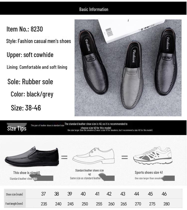Men's Genuine Leather Slip-on Casual Shoes - Soft Sole, Breathable Driving Shoes