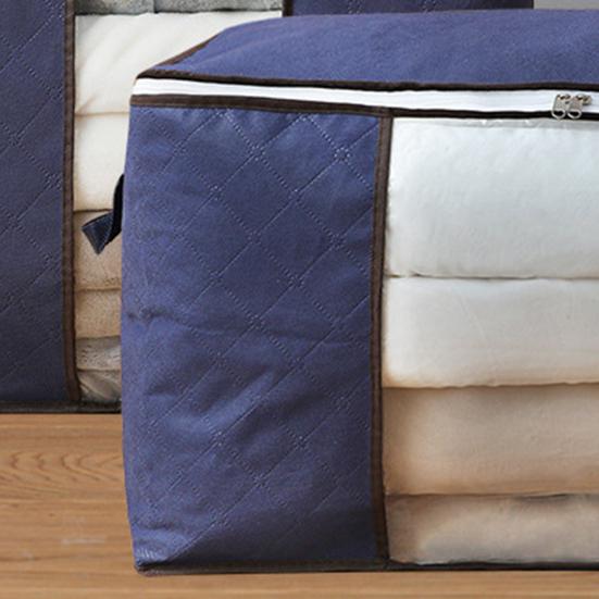 Quilt Storage Bag Foldable Large Capacity Non-woven Fabric Two-way Zipper Clothes Storage Bin for Wardrobe