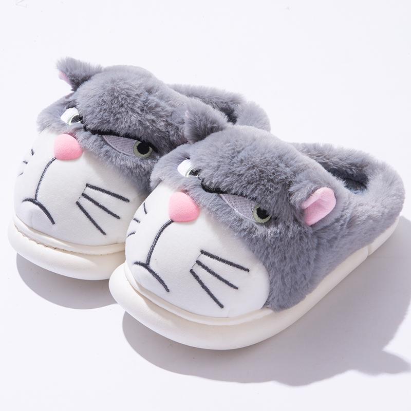 Fluffy Slippers Women House Cute Cartoon Casual Winter Designer Shoes Girls Home Flats Elegant Plush Fashion Footwear Large Size