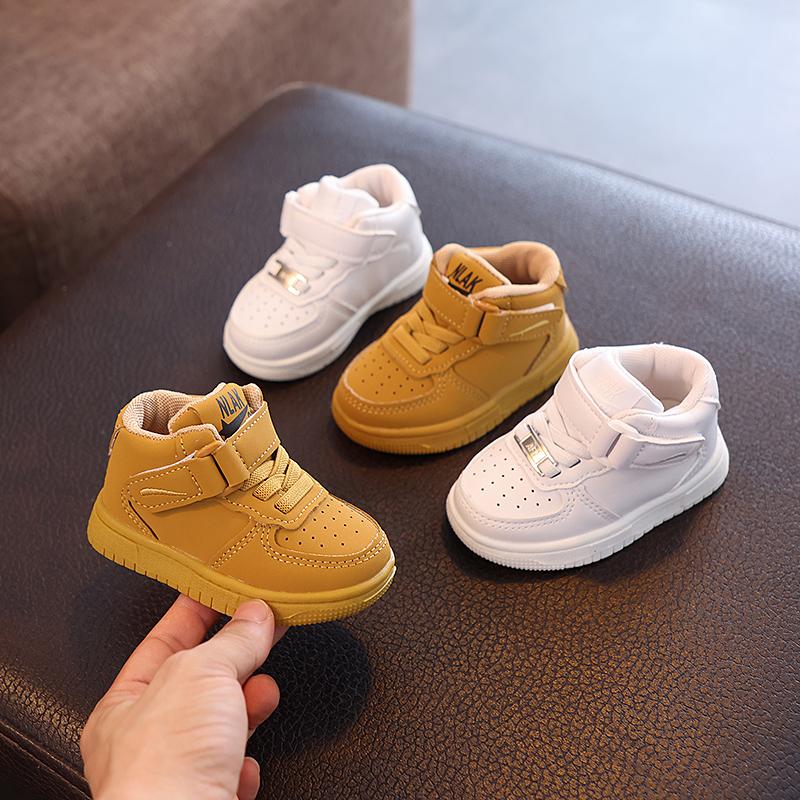 Mid-cut children's sports shoes for boys and girls casual shoes 2024 autumn new anti-slip baby shoes toddler shoes