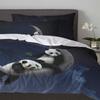 Moon Night Sky Panda Bamboo Star Animal Duvet Cover With Pillow Case Custom 3pcs Bedding Set Quilt Cover Double Bed Home Textile