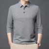 Polo da uomo a tinta unita a maniche lunghe da uomo primavera e autunno semplice casual versatile con colletto a maniche lunghe da uomo