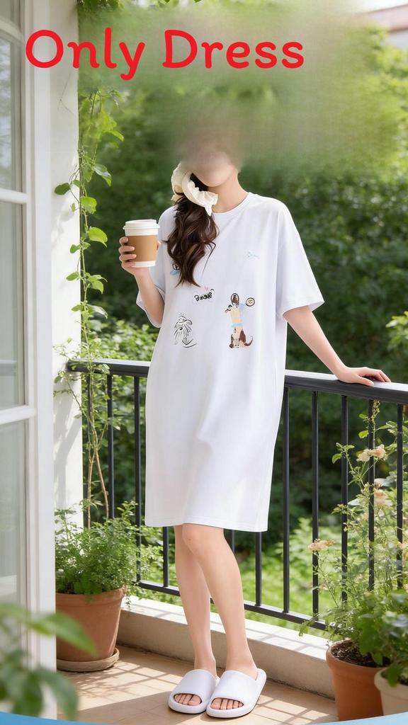 Casual Summer Sleep Dress For Women With Cotton Blend Fabric For Home And Lounge Use