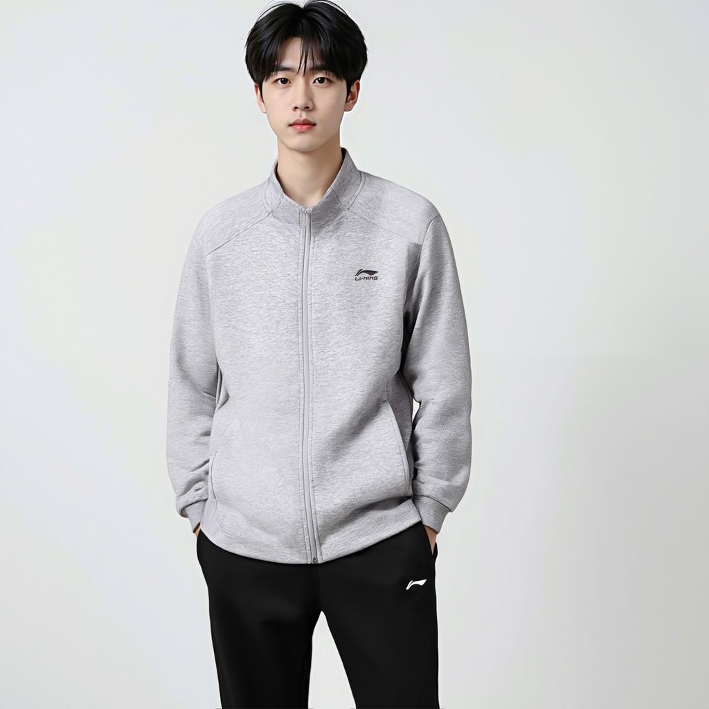 Li Ning Sweatshirts Unisex Heather Gray Moderate AWDVH81-2