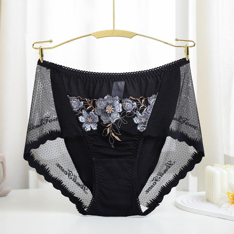 Jedwab haftowany średni stan koronka seksowna bielizna bezszwowa damska plus size duża czerwona bielizna damska majtki