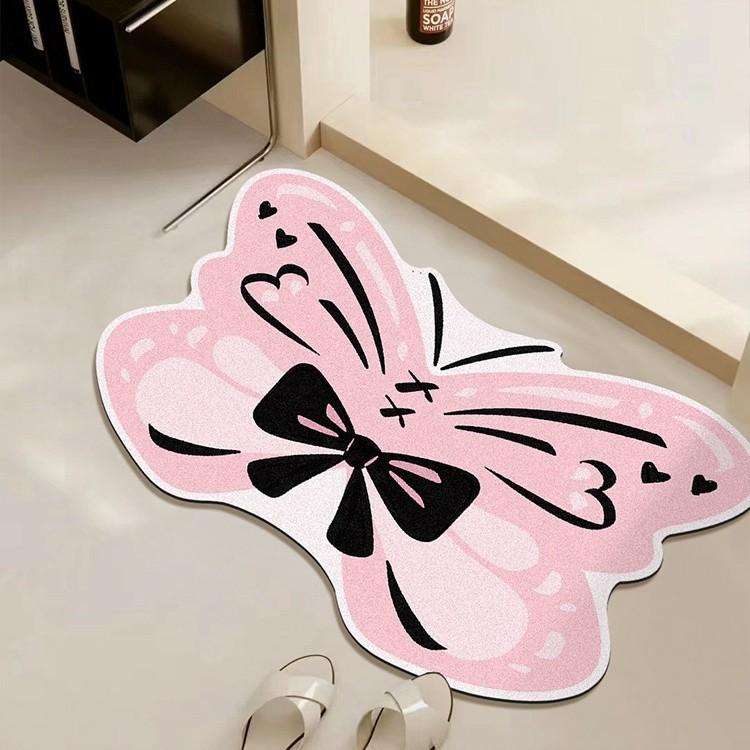 National Wind Butterfly Diatom Mud Toilet Cushion Bathroom Sink Moisture-wicking Foot Mat Toilet Entry Quick Dry Floor Mat