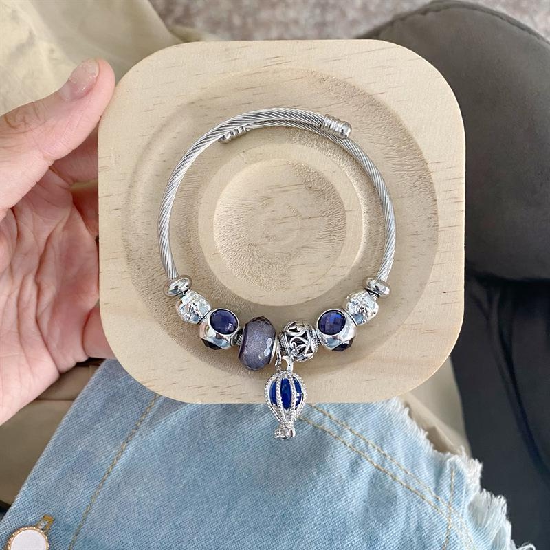 Pan Stainless Steel Galaxy Pink Balloon Bracelet - DIY Beaded Niche Design Friendship Jewelry