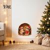 Kids Room Wall Decor 3D Mouse Hole Sticker for Christmas Decoration, Realistic Santa Decal, Waterproof PVC Holiday Window Clings Art Home Bathroom