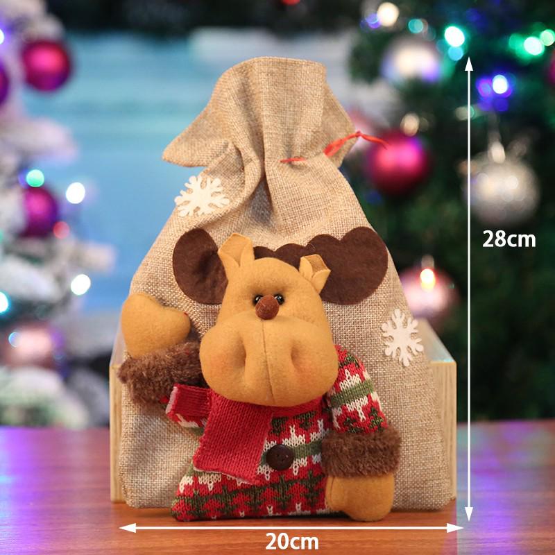 Three-Dimensional Santa Claus Burlap Backpack Candy Bag - Large Christmas Gift Decoration