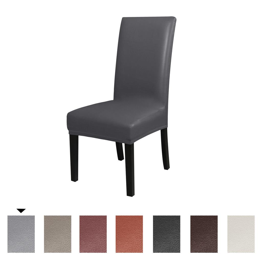 Waterproof PU Leather Dining Chair Covers, Stretch Oilproof Parsons Chair Slipcovers Removable Washable Kitchen Chair Protector for Dining Room