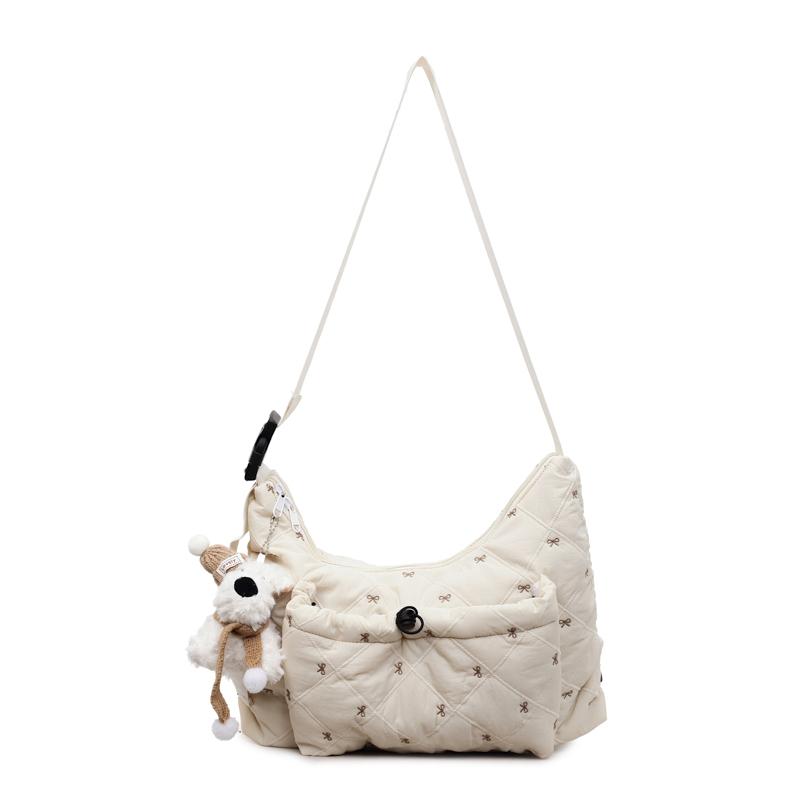 

New Oxford Bow Zipper Large Capacity Bags 2026 Soft Cute Casual Tote Bag Daily Commute Versatile Sweet Shoulder Bags бежевый