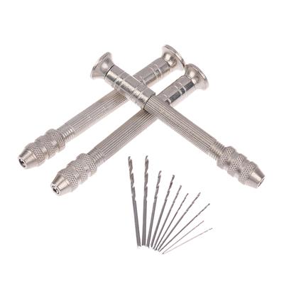 1Set Mini Taladro de Mano Herramientas para Carpintería Perforación Herramienta Rotatoria Manual Broca de Torsión Relojero Pin Vise Herramientas para Reparación de Relojes