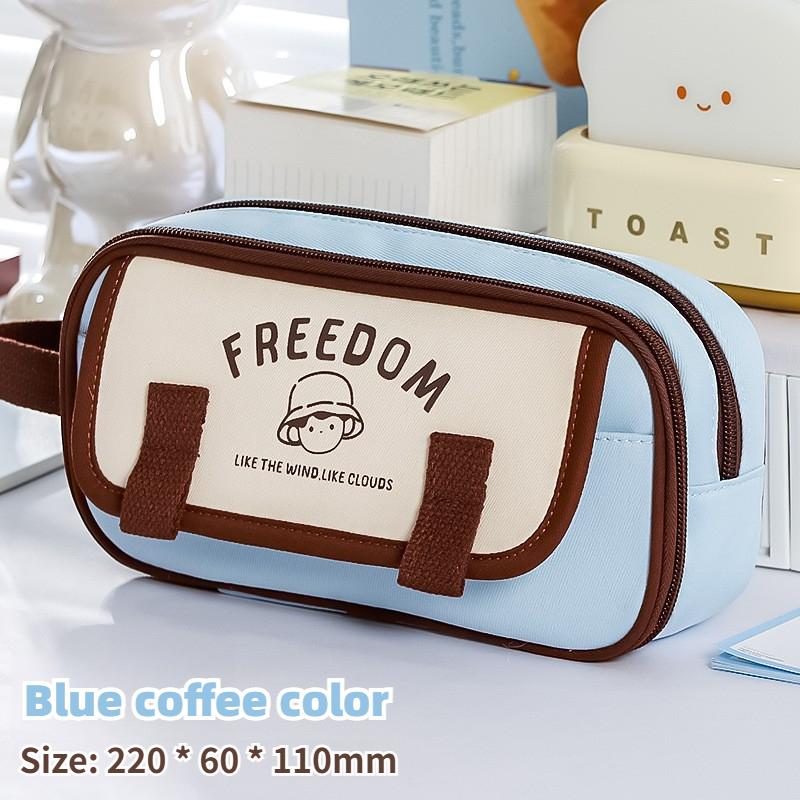 

Handheld Large Capacity Multifunctional Color Blocked Pencil Case Simple and High-value Stationery Organizing and Storage Bag
