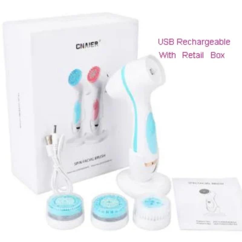 Silicone Face Brush Waterproof Electric Facial Cleansing Brush Skin Cleaner Spin Wash Pores Deep Cleaning Tool Remove Acne
