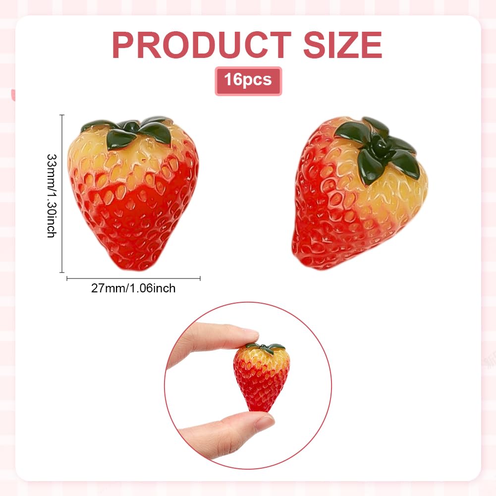 Set of 16 Realistic Strawberry Perfect for Home Office Desk Party and Craft Perfect for Food These Resin Red Strawberries are perfect for cake shops